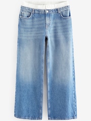 Mid Blue Boxer Waistband Wide Leg Jeans - Image 6 of 7
