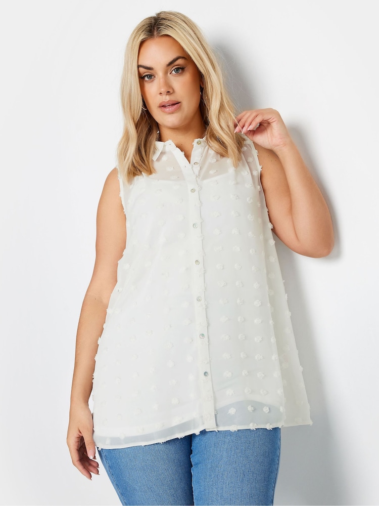 Yours Curve White Sleeveless Shirt - Image 1 of 4