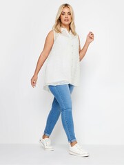 Yours Curve White Sleeveless Shirt - Image 2 of 4