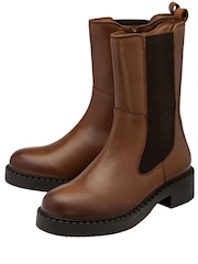 Ravel Dark Brown Leather High Cut Gusset Chelsea Boots - Image 2 of 4