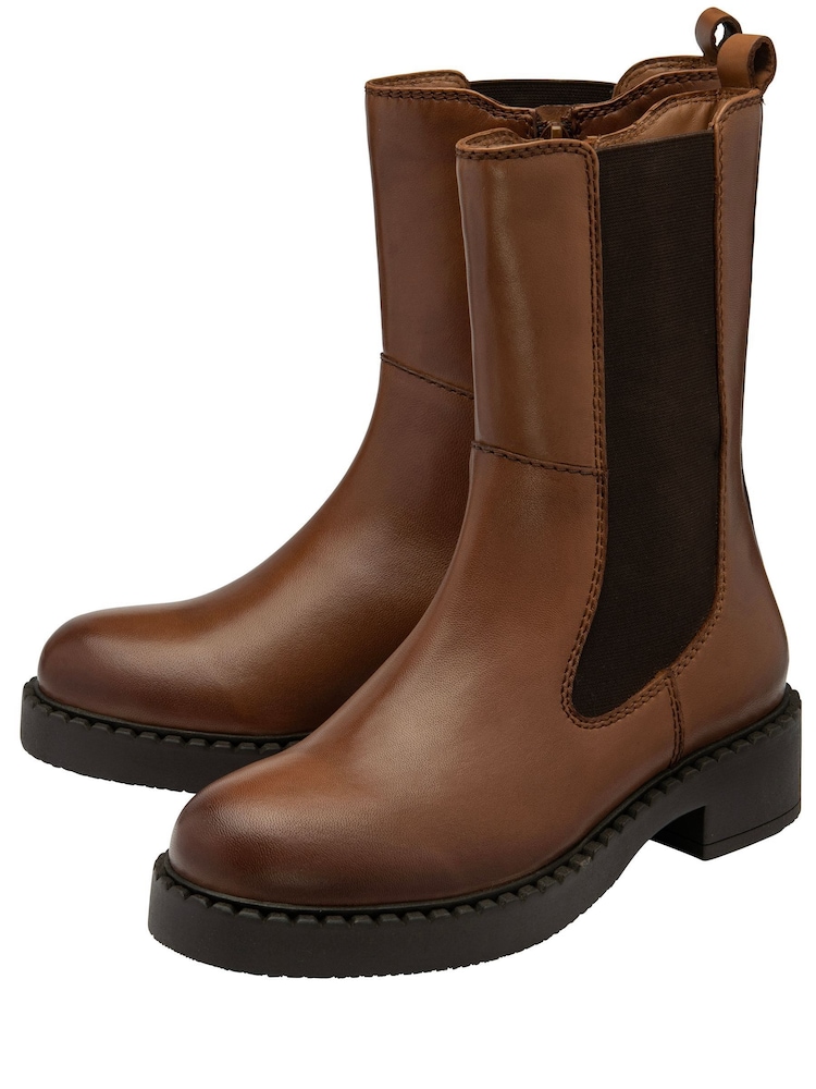 Ravel Dark Brown Leather High Cut Gusset Chelsea Boots - Image 2 of 4 Ravel Dark Brown Leather High Cut Gusset Chelsea Boots - Image 2 of 4