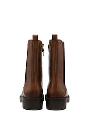 Ravel Dark Brown Leather High Cut Gusset Chelsea Boots - Image 3 of 4