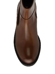 Ravel Dark Brown Leather High Cut Gusset Chelsea Boots - Image 4 of 4