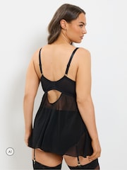 Yours Curve Black Lace Babydoll Basques - Image 3 of 6