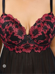 Yours Curve Black Lace Babydoll Basques - Image 4 of 6