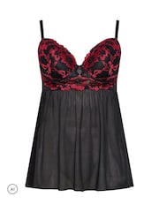 Yours Curve Black Lace Babydoll Basques - Image 5 of 6
