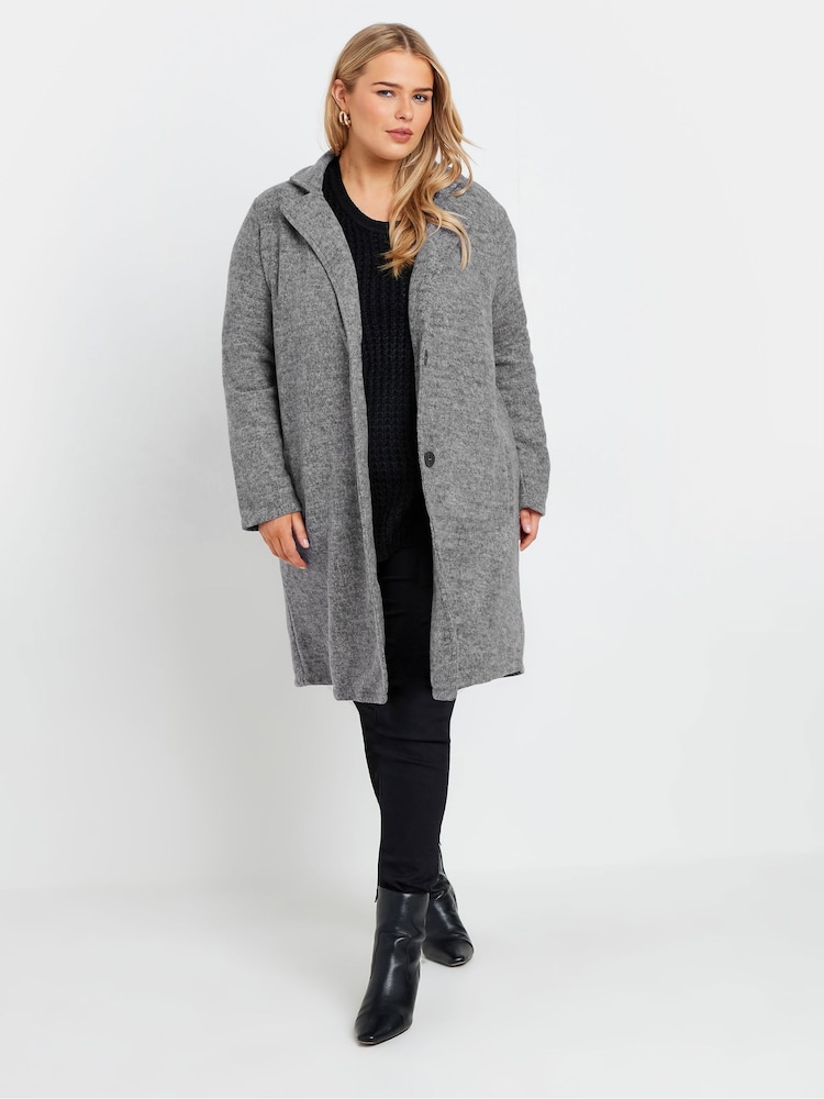 Yours Curve Grey Luxury Button Pocket Jacket - Image 1 of 5