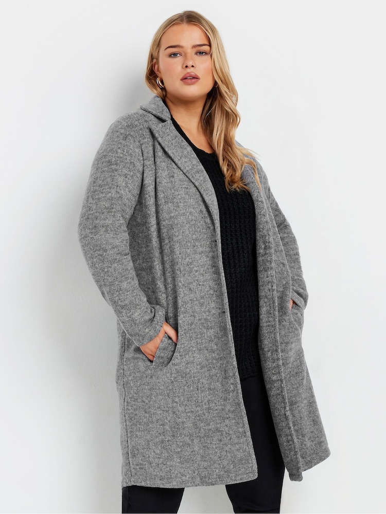 Yours Curve Grey Luxury Button Pocket Jacket - Image 2 of 5