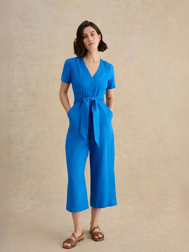 Hobbs Sapphire Blue Evie Linen Jumpsuit - Image 1 of 4 Hobbs Sapphire Blue Evie Linen Jumpsuit - Image 1 of 4