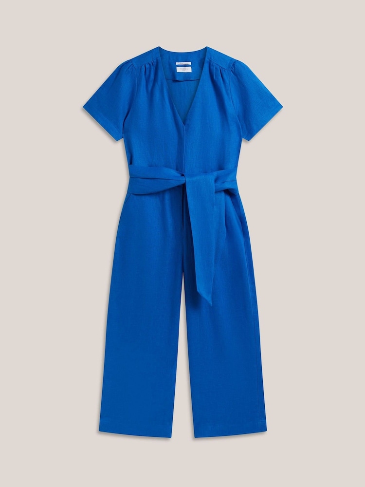 Hobbs Sapphire Blue Evie Linen Jumpsuit - Image 4 of 4 Hobbs Sapphire Blue Evie Linen Jumpsuit - Image 4 of 4