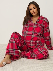 PixieGirl Petite Red Check Long Sleeve Cotton Pyjamas Set - Image 2 of 6