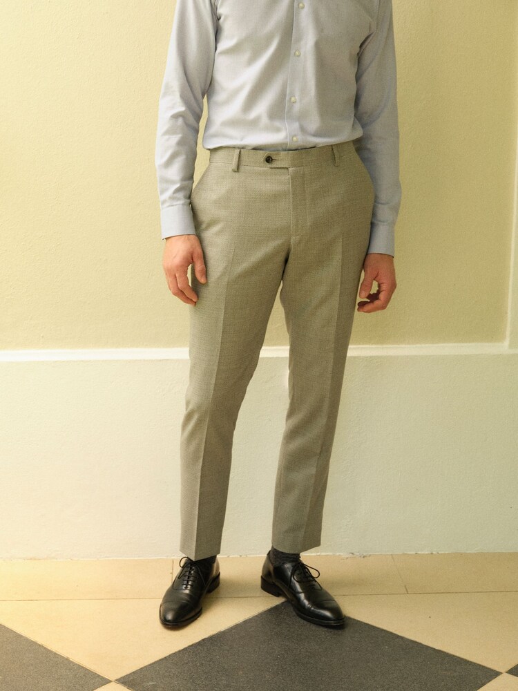 Light Grey Slim Fit Signature Marzotto Wool Textured Suit: Trousers - Image 1 of 1