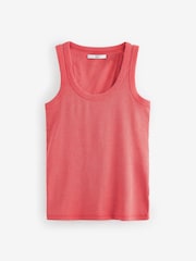 Red Premium Ribbed Scoop Tank Vest Sleeveless Top - Image 5 of 6