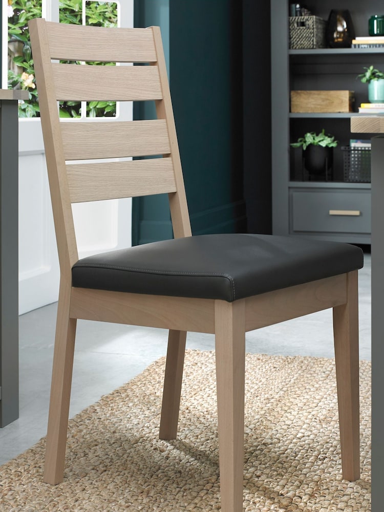Bentley Designs Natural Set Of 2 Oakham Faux Leather Dining Chairs - Image 1 of 5