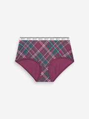 Pink/Purple Check Midi Cotton Rich Logo Knickers 4 Pack - Image 2 of 8