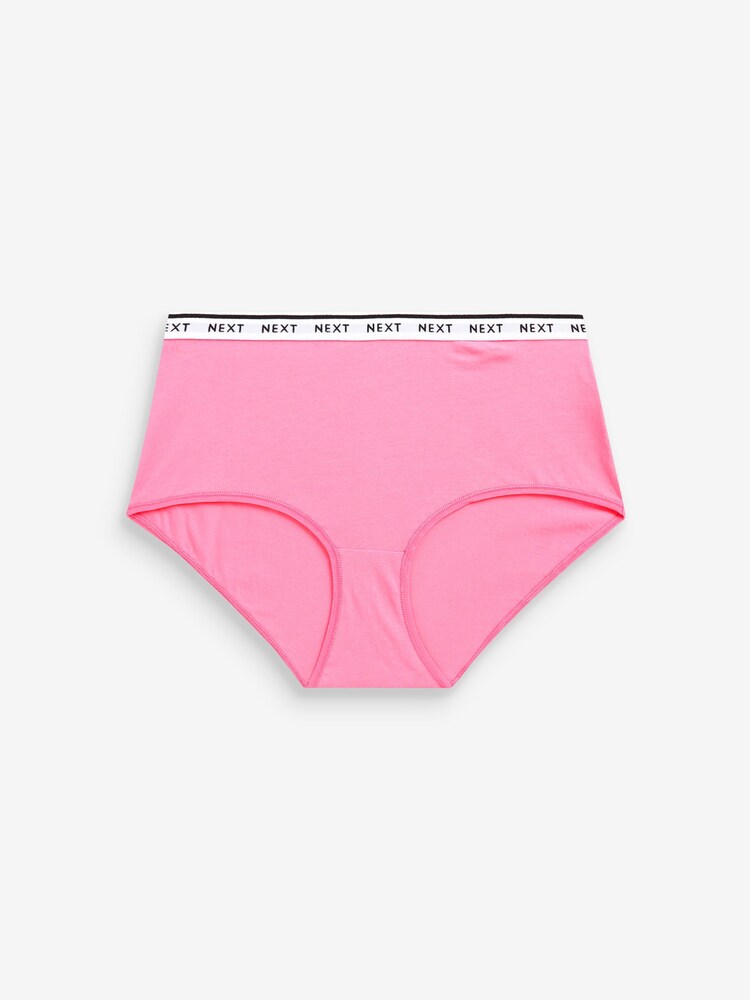 Pink/Purple Check Midi Cotton Rich Logo Knickers 4 Pack - Image 4 of 8