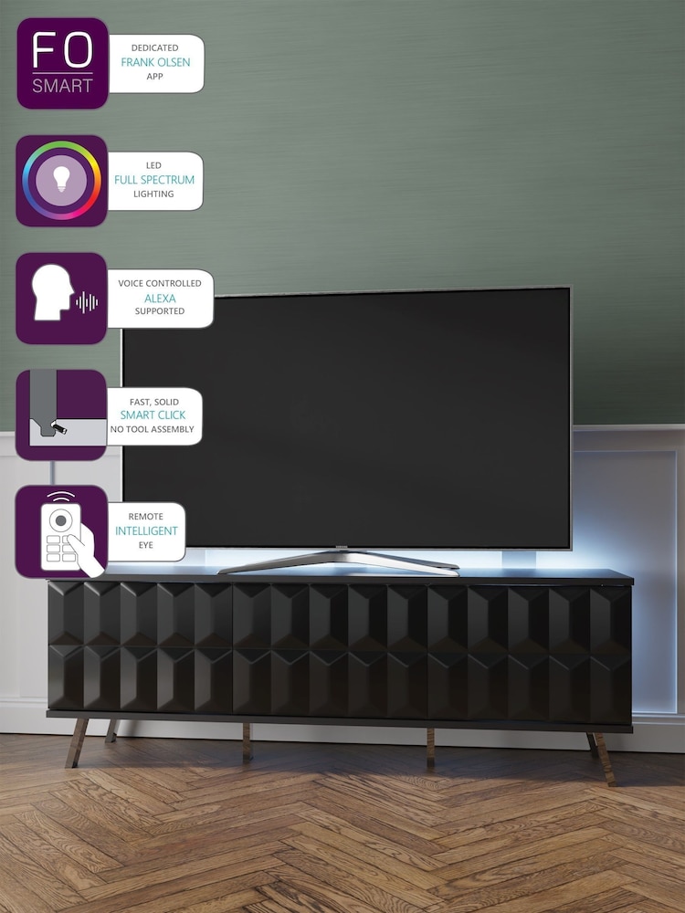 Frank Olsen Black Elevate Smart LED TV Stand - Image 2 of 6