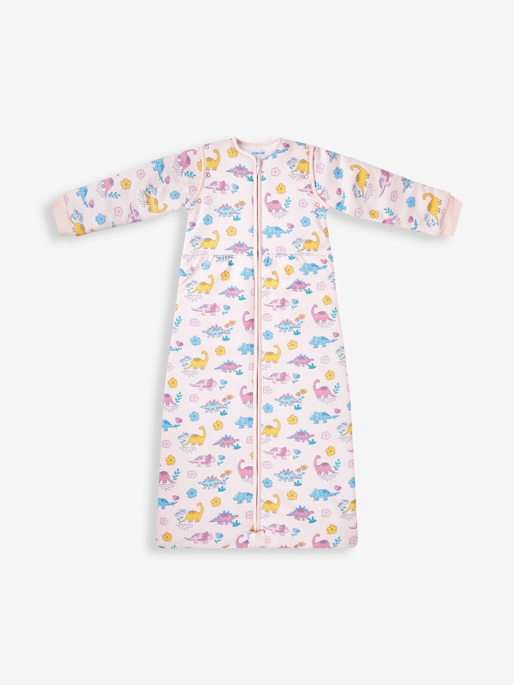 JoJo Maman Bébé Pink Dino 3.5 Tog Toddler Sleeping Bag - Image 1 of 3
