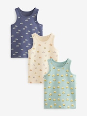 Neutral Cars 100% Cotton Printed Vests 3 Pack (1.5-8yrs) - Image 1 of 6