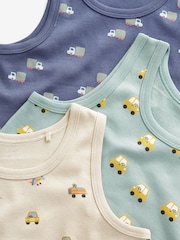 Neutral Cars 100% Cotton Printed Vests 3 Pack (1.5-8yrs) - Image 6 of 6
