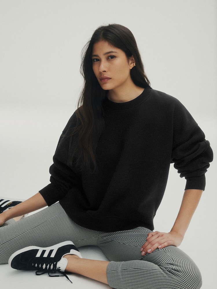 Black Heavyweight Soft Touch Crew Neck Sweatshirt - Image 1 of 5 Black Heavyweight Soft Touch Crew Neck Sweatshirt - Image 1 of 5