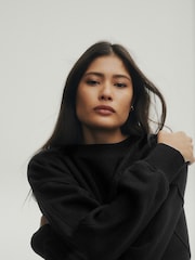 Black Heavyweight Soft Touch Crew Neck Sweatshirt - Image 3 of 5