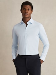 Reiss Soft Blue Voyager Regular Fit Travel Shirt - Image 2 of 9