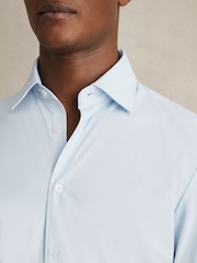 Reiss Soft Blue Voyager Regular Fit Travel Shirt - Image 7 of 9