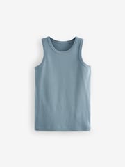 Tonal Blue 100% Cotton Vests 10 Pack (1.5-16yrs) - Image 3 of 8