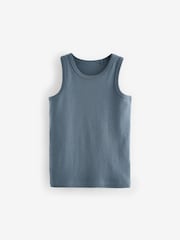 Tonal Blue 100% Cotton Vests 10 Pack (1.5-16yrs) - Image 6 of 8