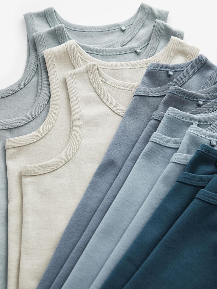 Tonal Blue 100% Cotton Vests 10 Pack (1.5-16yrs) - Image 8 of 8 Tonal Blue 100% Cotton Vests 10 Pack (1.5-16yrs) - Image 8 of 8