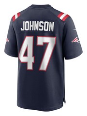 Nike Blue NFL New England Patriots Game Team Colour Jersey - Jakob Johnson - Image 3 of 3