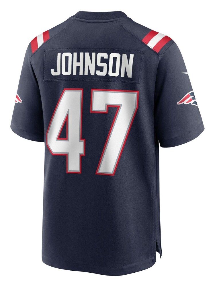 Nike Blue NFL New England Patriots Game Team Colour Jersey - Jakob Johnson - Image 3 of 3