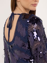 Star by Julien MacDonald Blue Chevron Sequin Tunic Dress - Image 4 of 6
