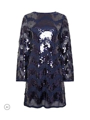 Star by Julien MacDonald Blue Chevron Sequin Tunic Dress - Image 5 of 6