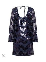 Star by Julien MacDonald Blue Chevron Sequin Tunic Dress - Image 6 of 6
