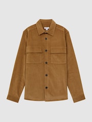Reiss Camel Colins Corduroy Button-Through Overshirt - Image 2 of 5