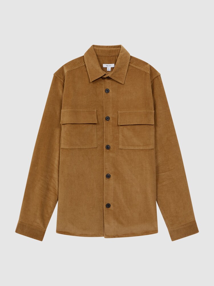 Reiss Camel Colins Corduroy Button-Through Overshirt - Image 2 of 5