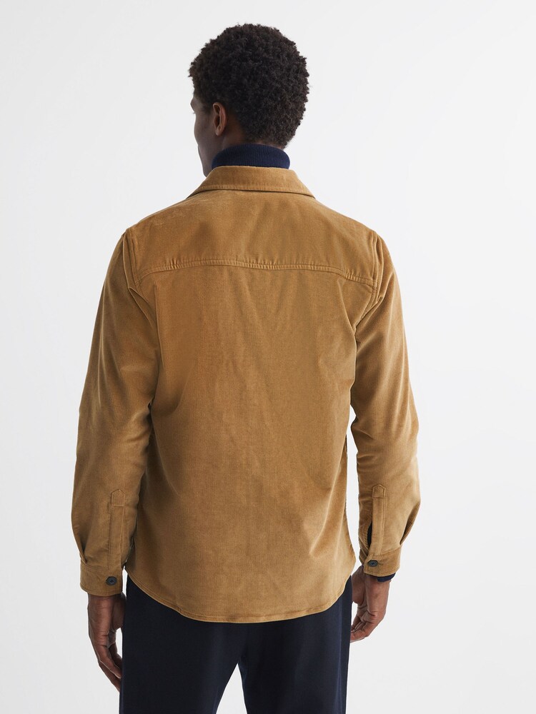 Reiss Camel Colins Corduroy Button-Through Overshirt - Image 5 of 5