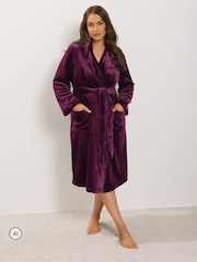 Yours Curve Red Luxe Dressing Gown - Image 1 of 6