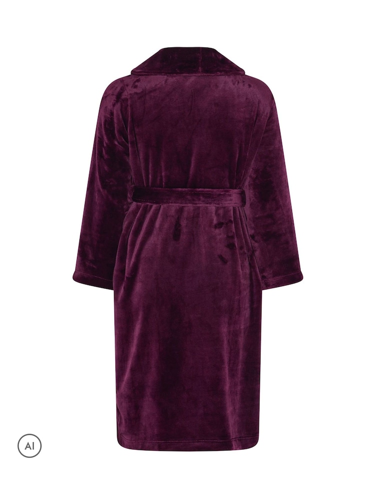 Yours Curve Red Luxe Dressing Gown - Image 6 of 6