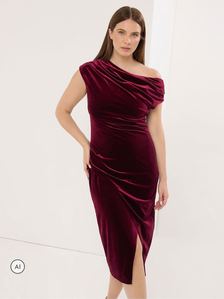 Star by Julien MacDonald Red Draped Dress - Image 1 of 5 Star by Julien MacDonald Red Draped Dress - Image 1 of 5