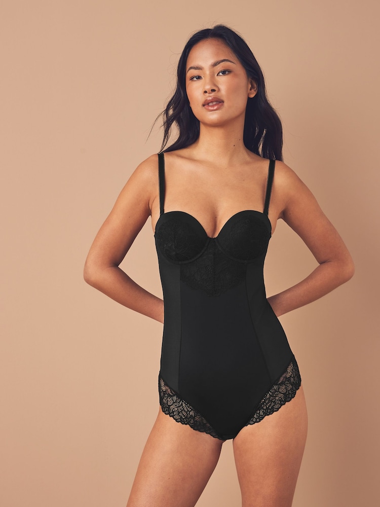 Black Firm Tummy Control Cupped Lace Body - Image 2 of 7