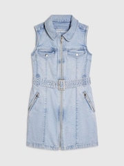 River Island Blue Petite Denim Sleeveless Mini Dress - Image 4 of 4