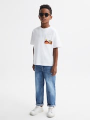 Reiss White Dunes Junior Relaxed Fit Cotton Motif T-Shirt - Image 1 of 6