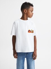 Reiss White Dunes Junior Relaxed Fit Cotton Motif T-Shirt - Image 3 of 6