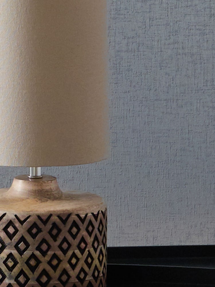 Pacific Natural Orissa Short Wooden Geo Table Lamp - Image 2 of 3
