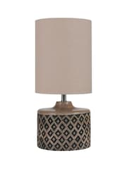 Pacific Natural Orissa Short Wooden Geo Table Lamp - Image 3 of 3
