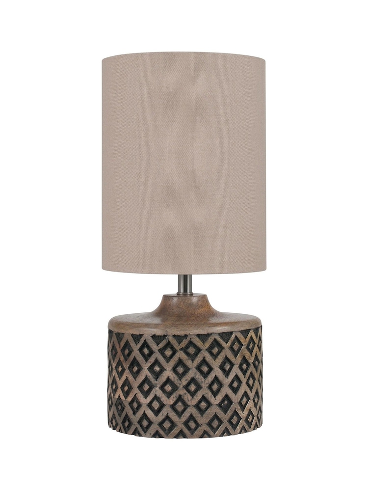 Pacific Natural Orissa Short Wooden Geo Table Lamp - Image 3 of 3
