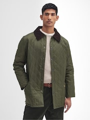 Barbour® Khaki Green Heritage Liddesdale Slim Fit Quilted Jacket - Image 1 of 10